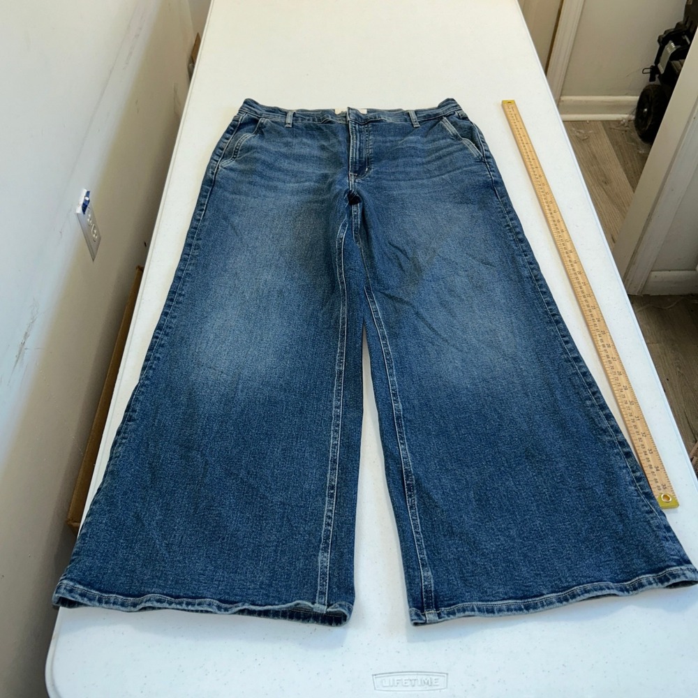 Boden W31P Blue Wide Leg Jeans Medium Wash Petite Denim Trousers 7492